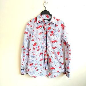 Lauren Ralph Lauren blue and white striped red and blue flowers women's size med